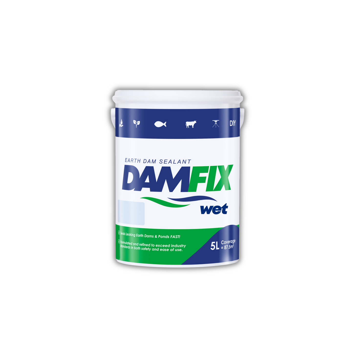 DAMFIX Wet Earth Dam Sealant 5Liter Bucket Front