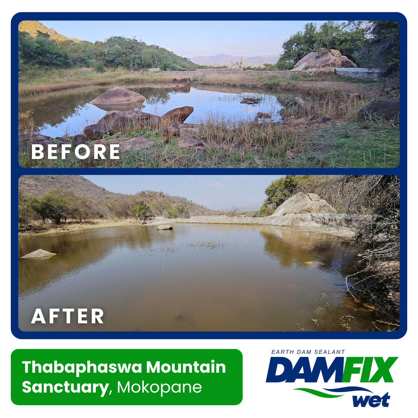 DAMFIX Wet Before and After - Thabaphaswa Mountain Sanctuary Mokopane