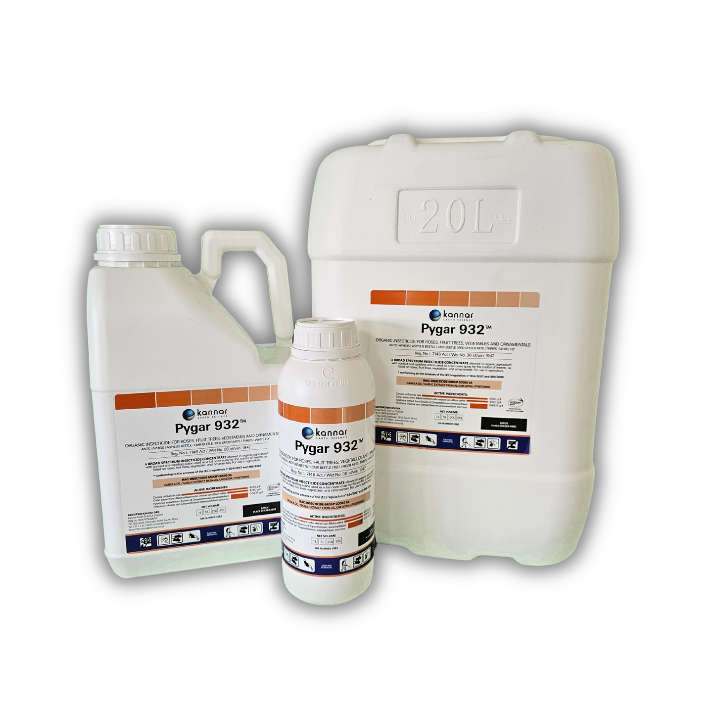 Insecticide Kannar Pygar 932 Group 1L, 5L and 20L Front
