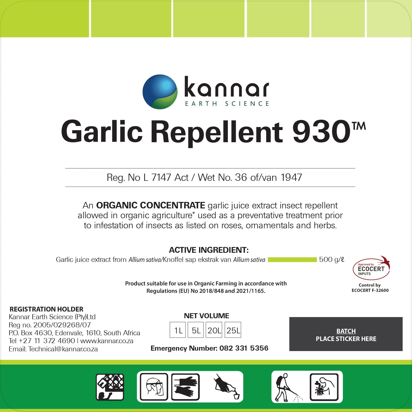 Kannar Garlic Repellant 930 Label Front